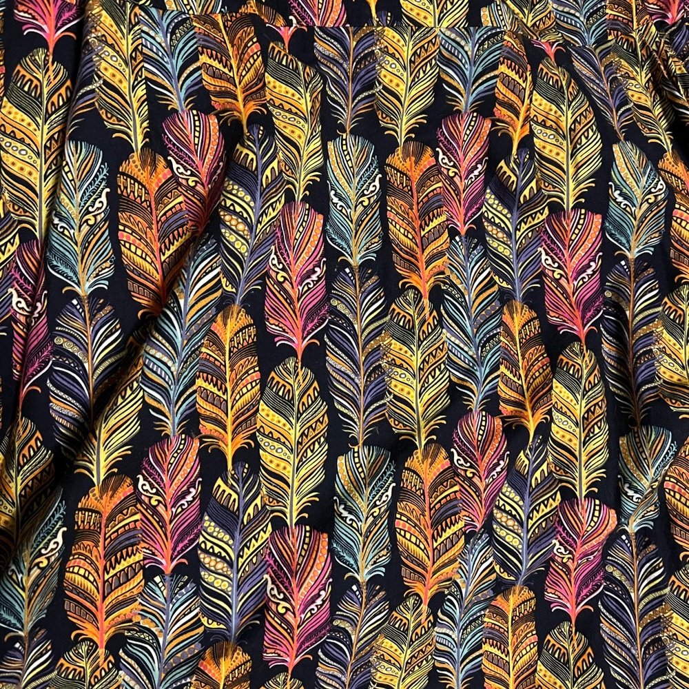 Cherry Velvet navy and multicolor feather print sundress